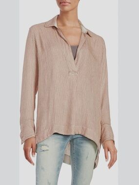 Free People On The Road Striped Tunic Lagenlook Casual Beachwear